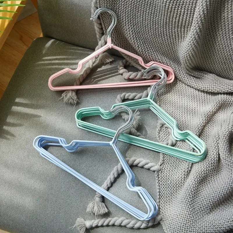 10PCS Packs Of Metal Baby Hangers Non-slip Rubber-coated Child Hangers For Toddler\'s Coat Pants Closet Tissue Hangers