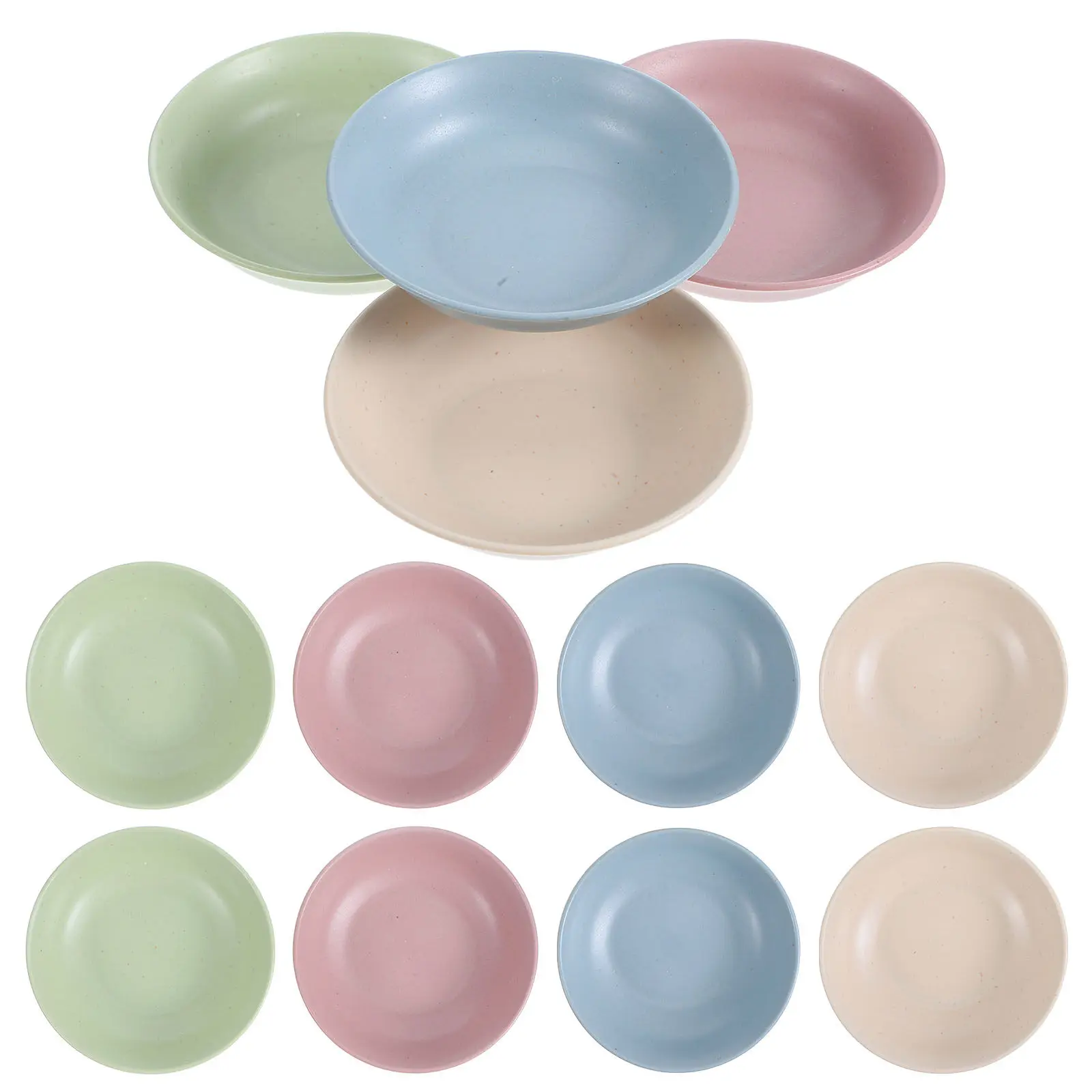 12Pcs Seasoning Plate Set Plastic Wheat Straw Sauce Dipping Dishes Assorted Color Kitchen Condiment Bowls for Soy Sauce