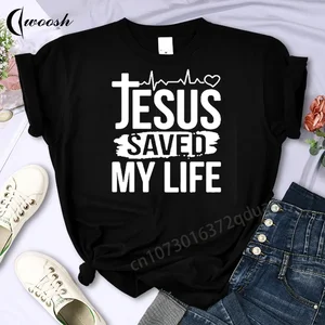 Tops de mangas curtas unissex extragrande com gola, camisa cristã, camiseta da fé, camiseta de Jesus, roupas femininas, verão 6 principais vendas camiseta feminina jesus cristo - №2