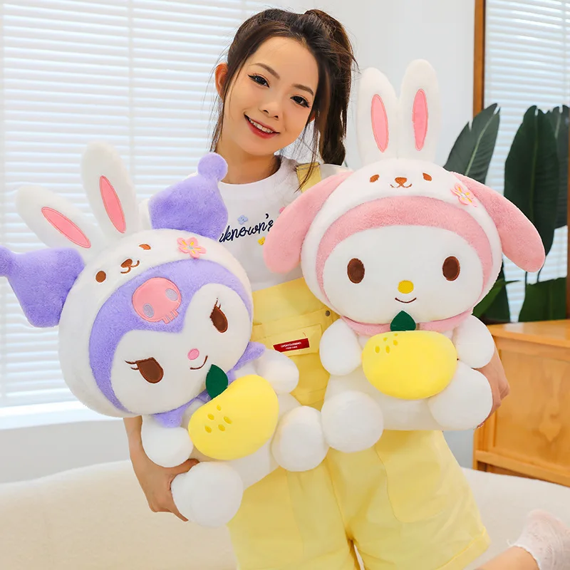 

Sanrio, новинка 45-80 см, милая мелодия Куроми, кролик, плюшевая игрушка, мягкая декоративная подушка для дома, кукла, подарок на праздник для девочек