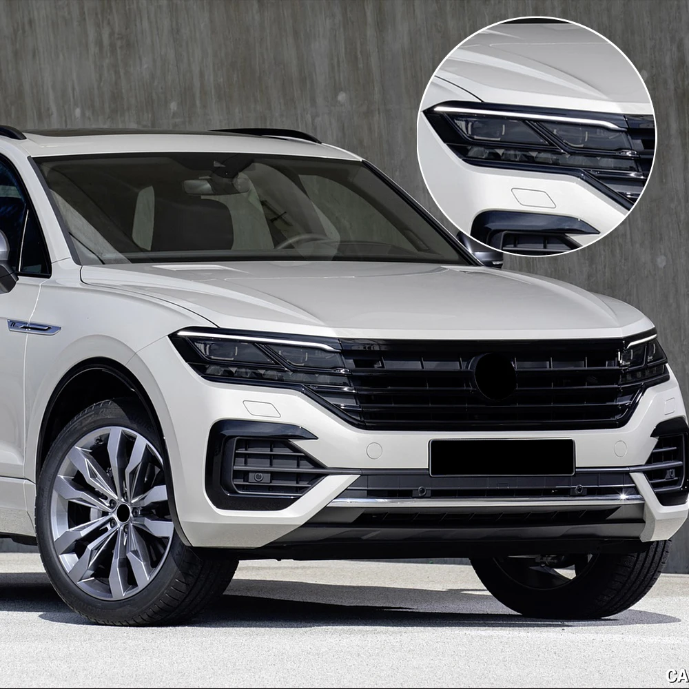 Car Headlight Protective Film for Volkswagen Touareg 7P CR R-line Smoke Black Pre Cut Anti-Scratch High-Gloss Vinyl Wrap Film