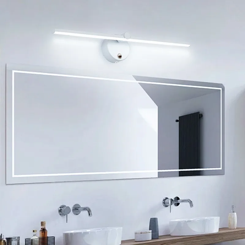 LED Remote Control Wall Light 330 ° Rotating Battery Powered Tri Color Dimming Indoor Bedside Living Room Mirror Front Lighting