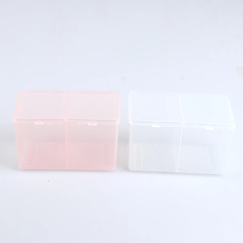 1pc Twin Well Empty Grids Portable Storage Case Wipe Pads Cotton Swab Rods Makeup Tools Container