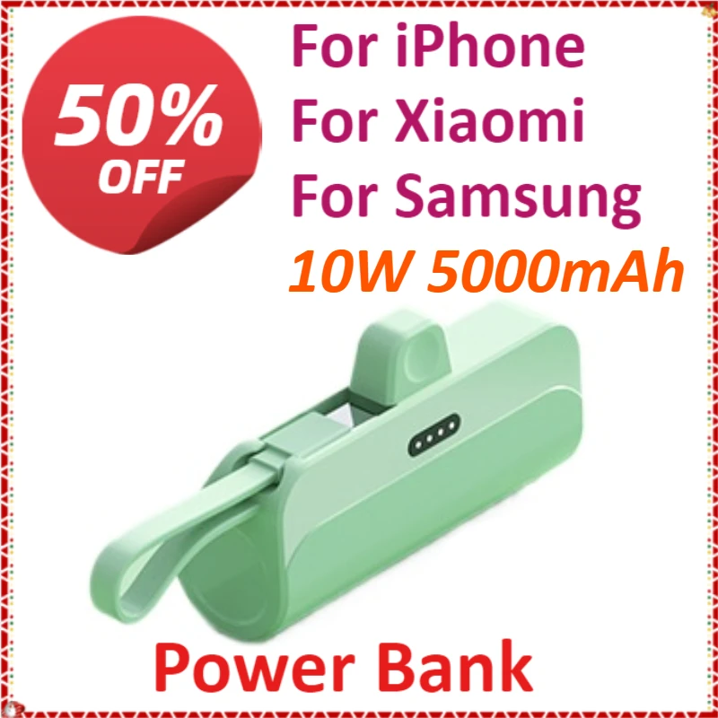 

10W 5000mAh Mini Capsule Portable Power Bank Capacity Fast Charging For IPhone For Xiaomi For Samsung With A Lanyard