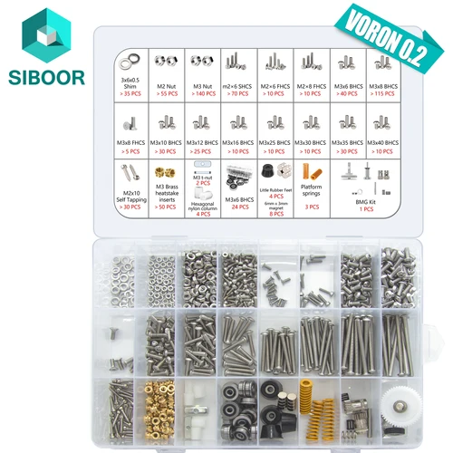 Voron V0.2 R1 Kit de sujeción completo piezas de impresora 3D proyecto de bricolaje sujetadores de Hardware tornillos tuercas Kits completos máquina de impresora 3D