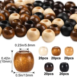 100PCS 5MM Maple Wood Beads Large Hole For DIY Jewelry Packaging Garment Accessories Crafting With Drawstring Pouch