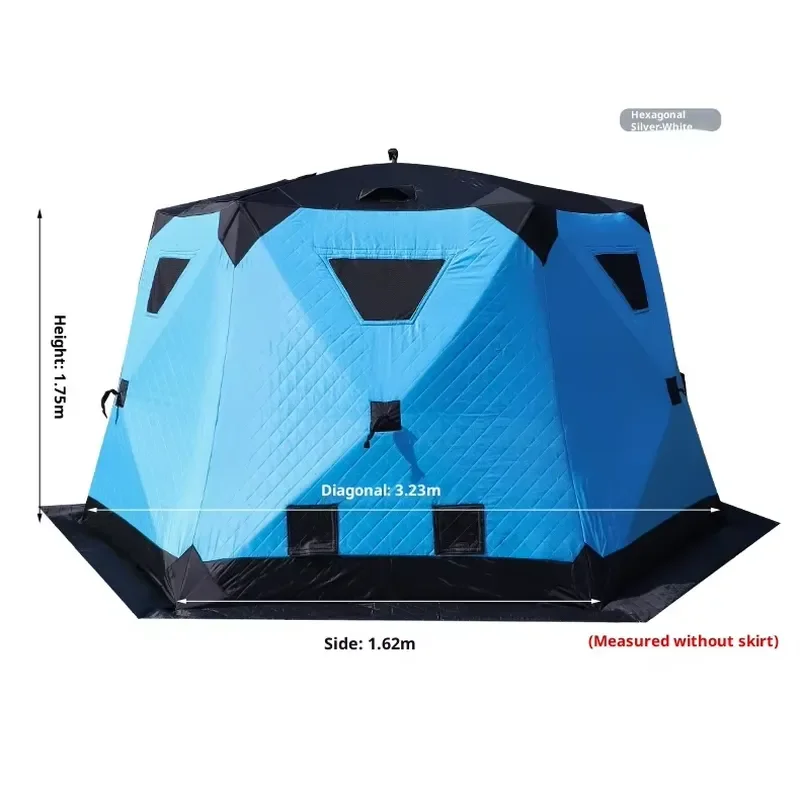 Upgrade Waterproof Windproof Insulated Three Layer Cotton Filled Oxford 3 to 4 Person One Bedroom Winter Snow Ice Camping 2