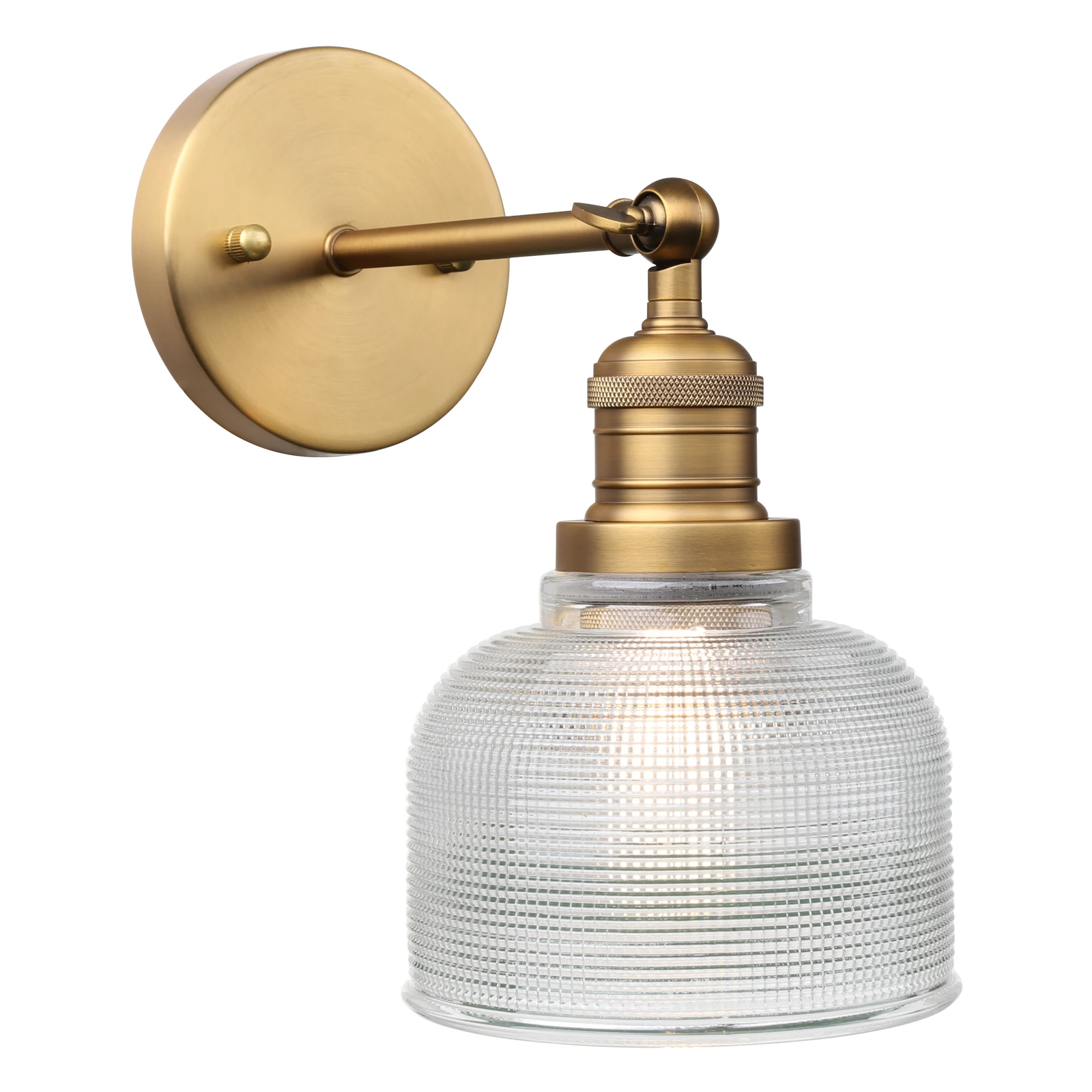 Permo Vintage Wall Sconce Lamp with Clear Glass, Adjustable Hardwired Wall Vanity Light for Bathroom Living Room Farmhouse