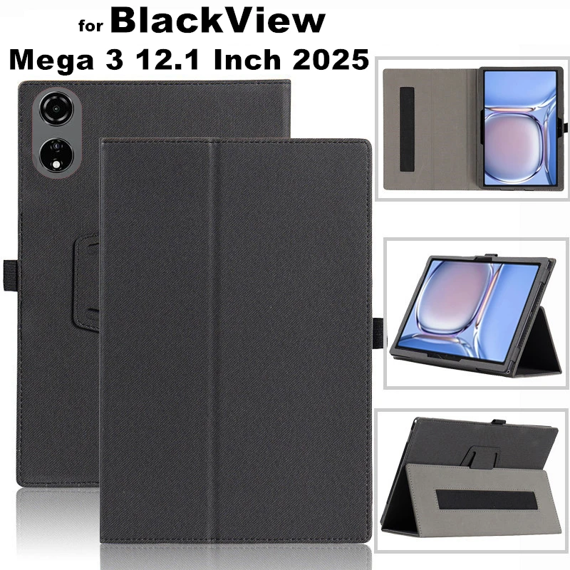 

for Blackview Mega 3 Mega3 12.1 Inch 2025 Tablet Cover Flip Magentic Foldable Leather Stand Protective Case With Hand Holder