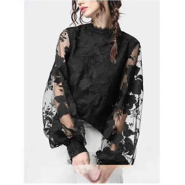 

Новинка 2020, женский кружевной све, прозрачный круглый топ Ne Pure Color Top irt Commute Sle Slim Fit Long Sve Striped Pa...