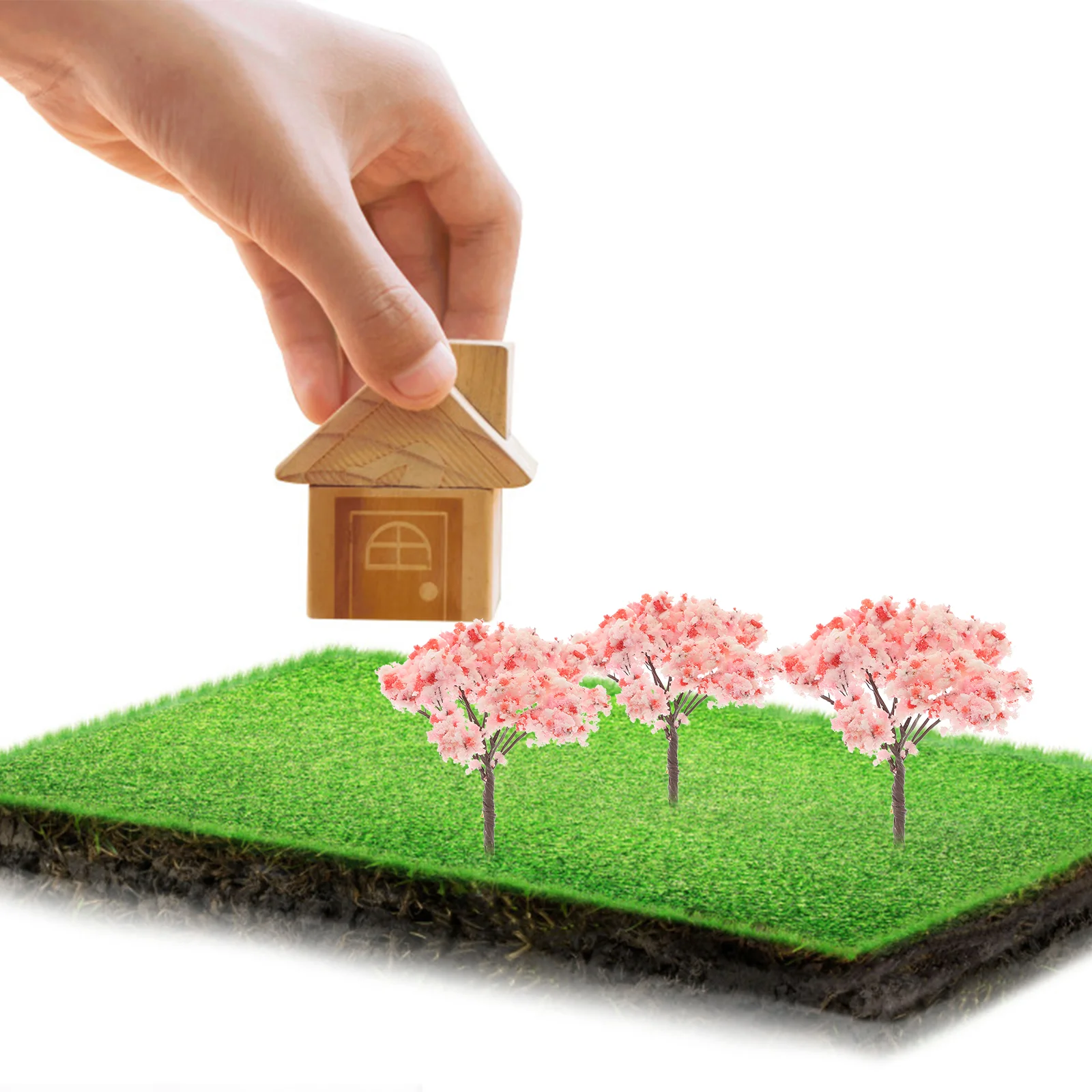 12 Pcs Architectural Tree Model Cherry Decor Blossom Artificial Plants Plastic Trees Bonsai Faux Prop Abs Outdoor Man