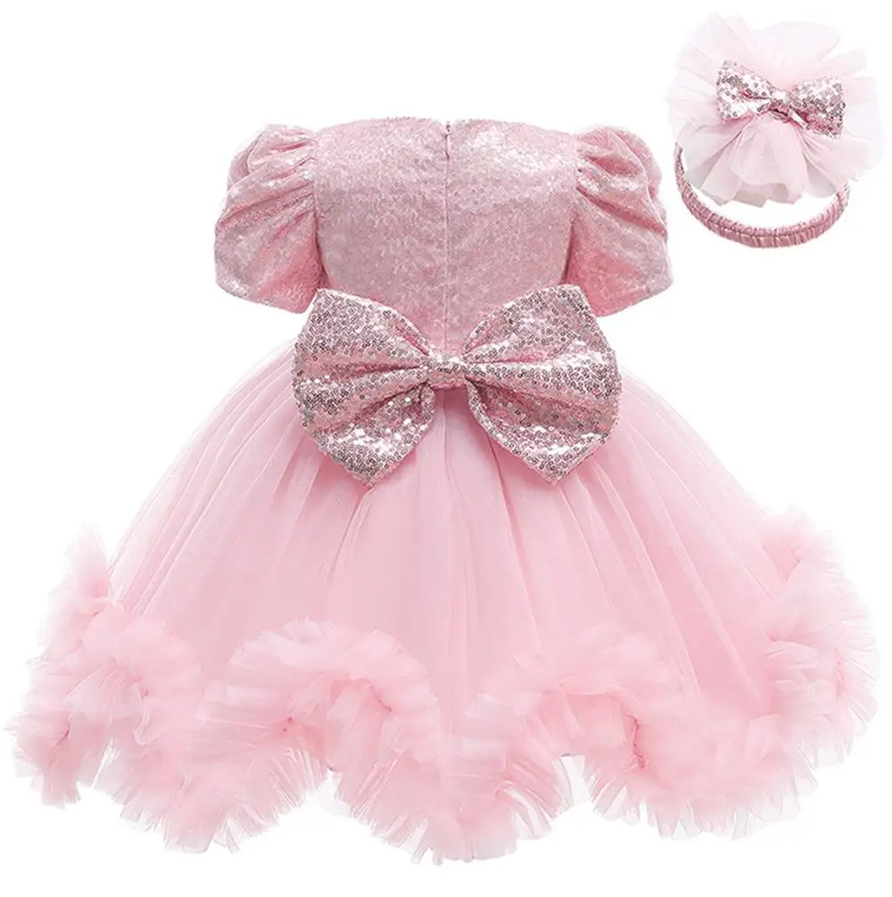 Baby Girl Birthday Dress Newborn Christening Gown Infant Kids Toddler Baptism Wedding Prom Dress Pageant Sequin Costume Vestidos