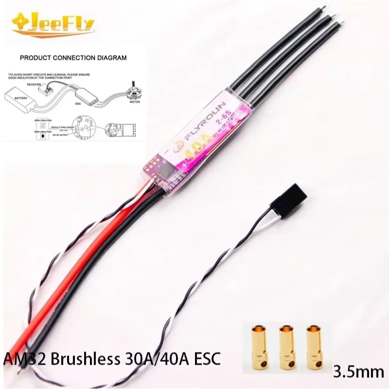 

JeeFly AM32 30A Electronic Speed Controller w/UBEC Support DShot1200 Multishot for DIY FPV Drone F450/F550/S500/S550/LX450/LX350