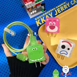 Disney Toy Story Lotso Forky Charger Data Cable Line Protective Cover for IPhone 14 13 12 pro 18/20W USB-C Cartoon Winding Rope