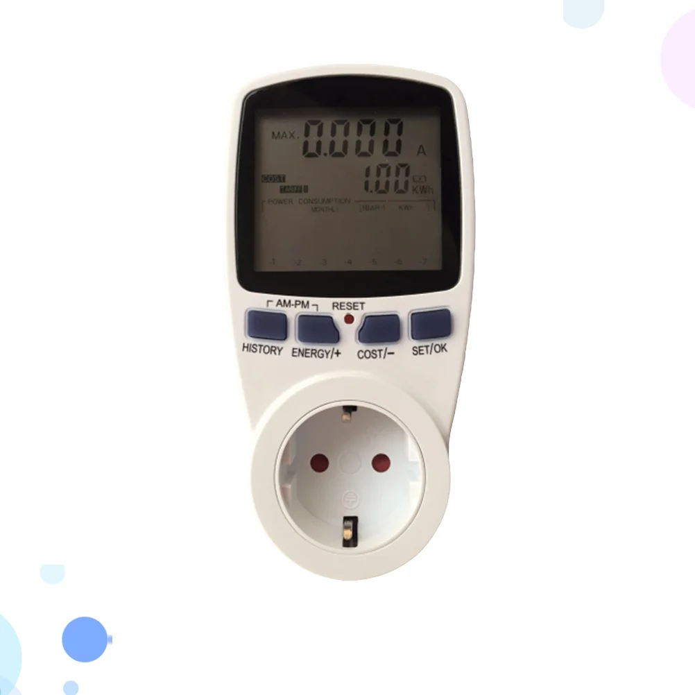 

Efficient Power Meter LCD Display Electricity Consumption Monitor Voltmeter Ammeter Reading Socket Energy Saver Device