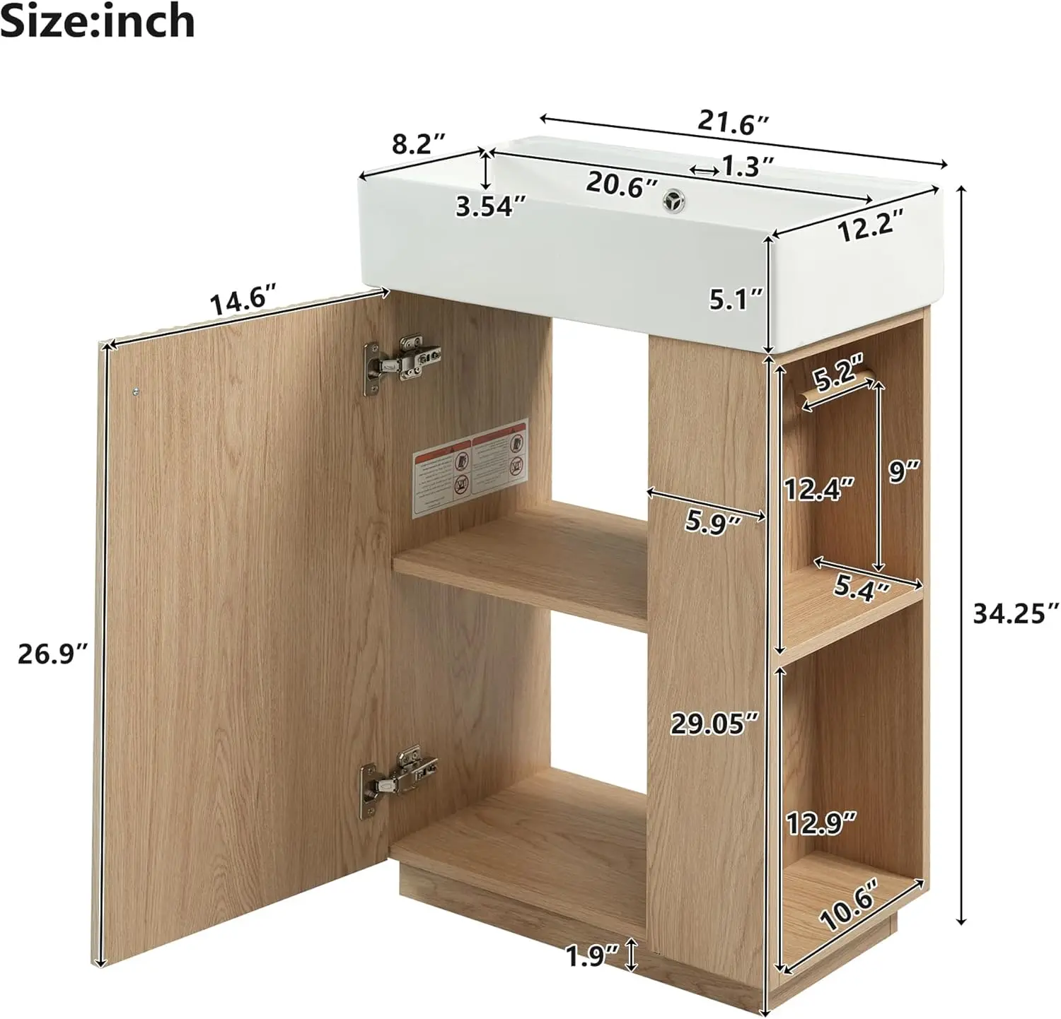 21.6" Fluted Wood Vanity 2