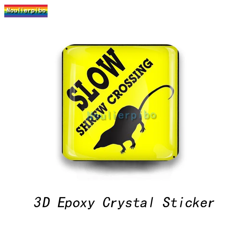 3D Exquisite Epoxy Dome Car Sticker Danger Sign Shark Area Surf Slow Shrew Crossing PVC Car Office Supplies Vinyl Die Cut Decal