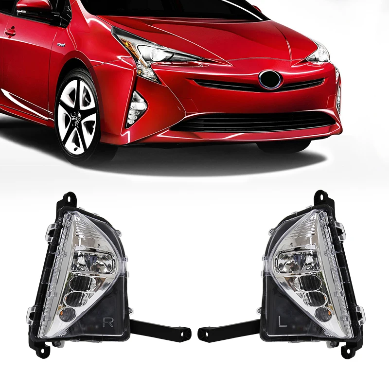 Car DRL LED Fog Light Daytime Running White Yellow Lamp for Toyota Prius 2016 2017 2018 Wires Switch Wateproof