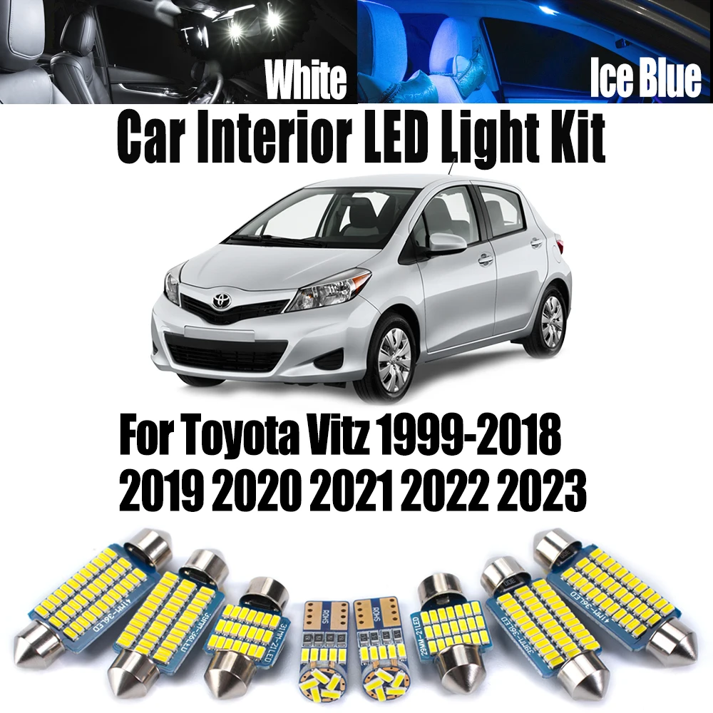 

Canbus LED Interior Map Dome Number Plate Light For Toyota Vitz 1999-2018 2019 2020 2021 2022 2023 Car Ceiling Trunk Bulbs Kit