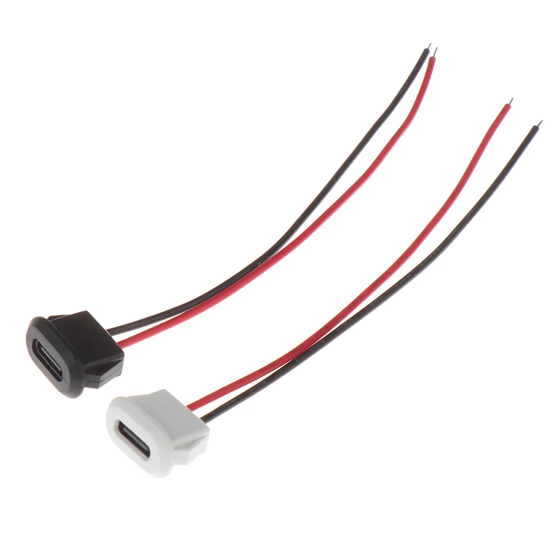 1PC 2 Pin USB-C Type Waterproof USB Connector Direct compression female base Female Socket Charging Interface With Welding Wire