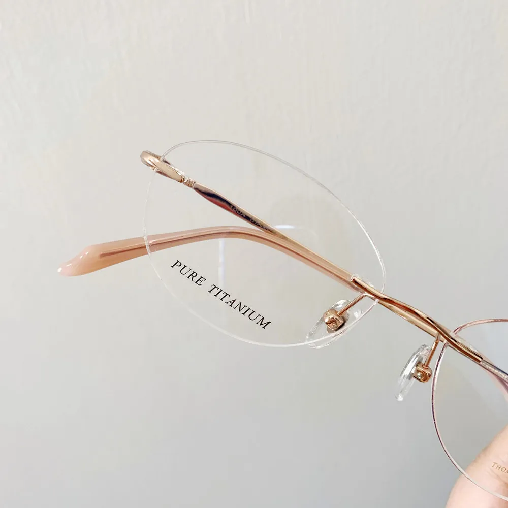 Entwickelt Frauen Randlose Brille Reinem Titan Brillen Optische Rahmen Rezept Rahmenlose Spektakel Kristall Dekoration Tempel – Detail 4