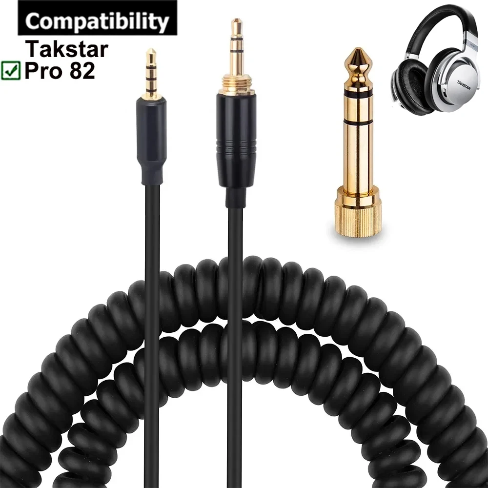 6.35mm Spring Coiled Replacement Cable Extension Cord For Takstar Pro82 Pro 82 Headphones
