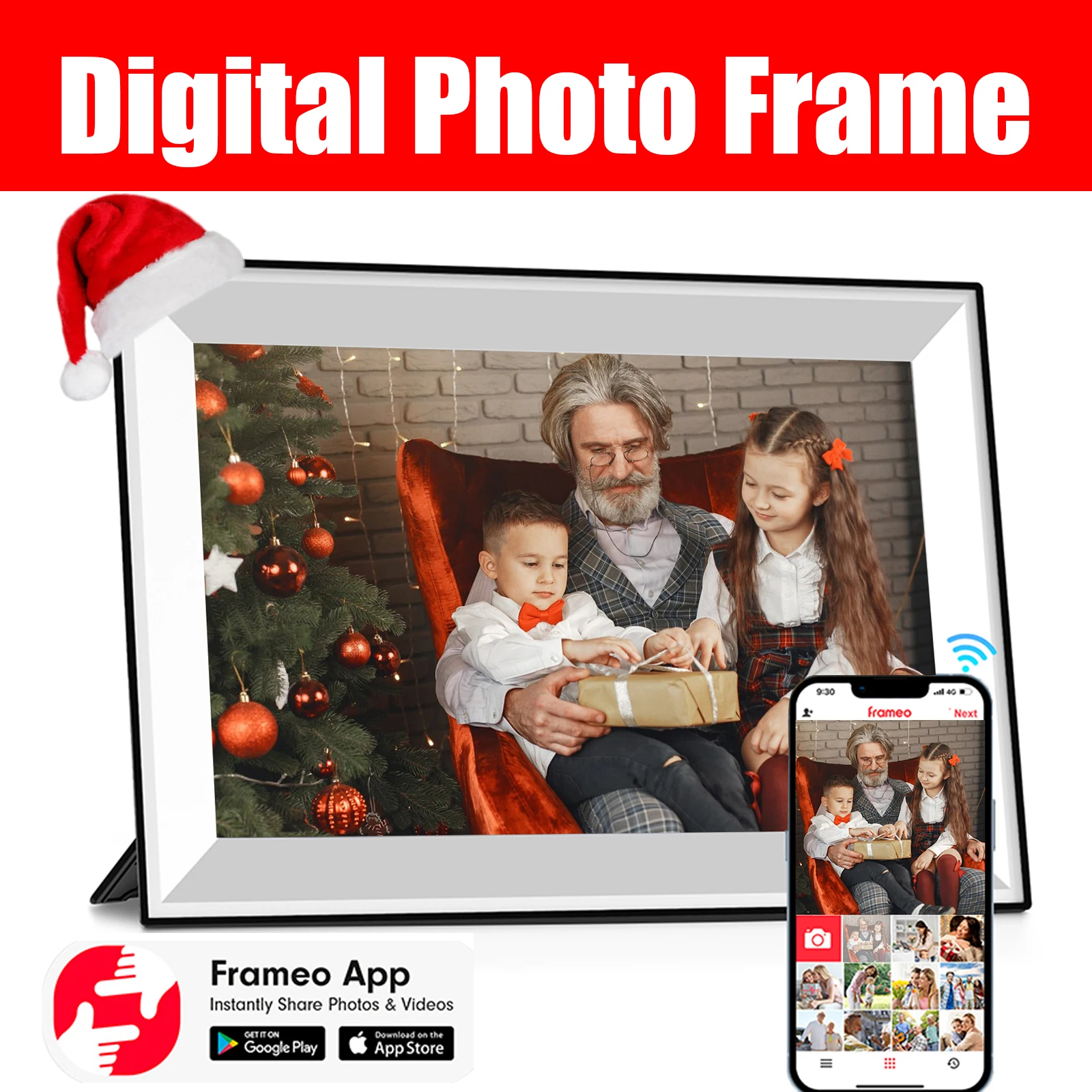 Frameo 10.1 بوصة واي فاي إطار الصورة الرقمية 1280x800 HD IPS شاشة تعمل باللمس إطار الصورة الرقمية الذاكرة الإلكترونية 32 جيجابايت تدوير تلقائي #1