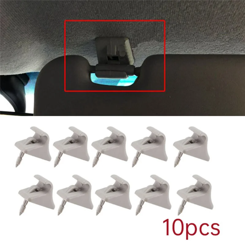 

Lasting For Hyundai Getz I20 2002-2012 85235-1C300QS Sun Visor Clip Hook Bracket 10PCS Car Interior Retainer Grey