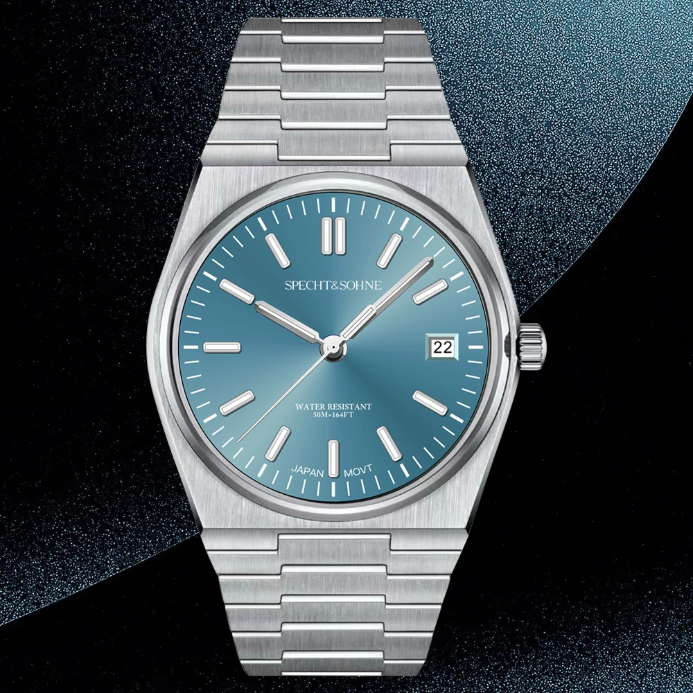 Imagem -02 - Specht & Sohne-relógio Quartzo em Masculino Impermeável Cor Azul Luminoso Luxo Novo 37 mm 50m 2023 Aço Inoxidável