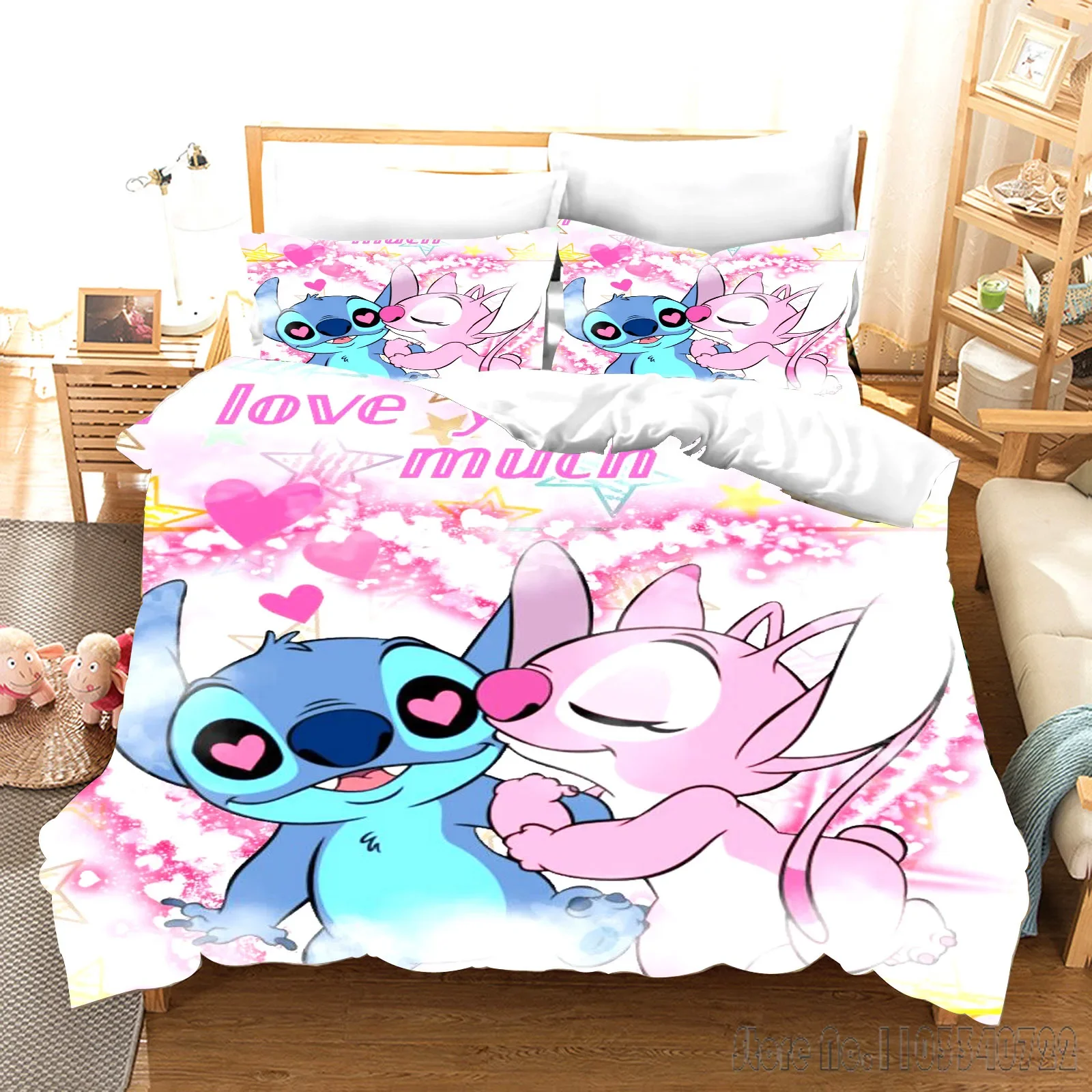 Lilo & Stitc Cartoon Love Child Duvet Cover Set HD Comforter Cover Bedclothes for Kids Bedding Sets Bedroom Decor