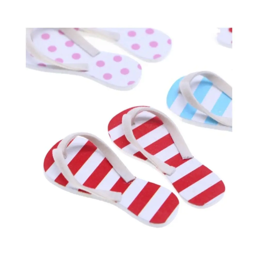 1 คู่ 1:12 ตุ๊กตาตุ๊กตา Flip Flops มินิจําลอง Miniature Flip-Flops ไม้ตกแต่ง MINI รองเท้าแตะลําลอง