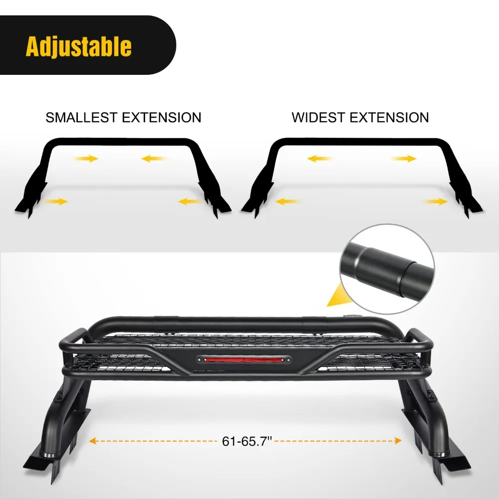 รถบรรทุกเตียง Chase Rack Roll Bar Cargo Carrier ตะกร้าสําหรับ 2002-2023 Dodge Ram1500 2014-2023 Chevrolet Silverado/GMC Sierra1500 201