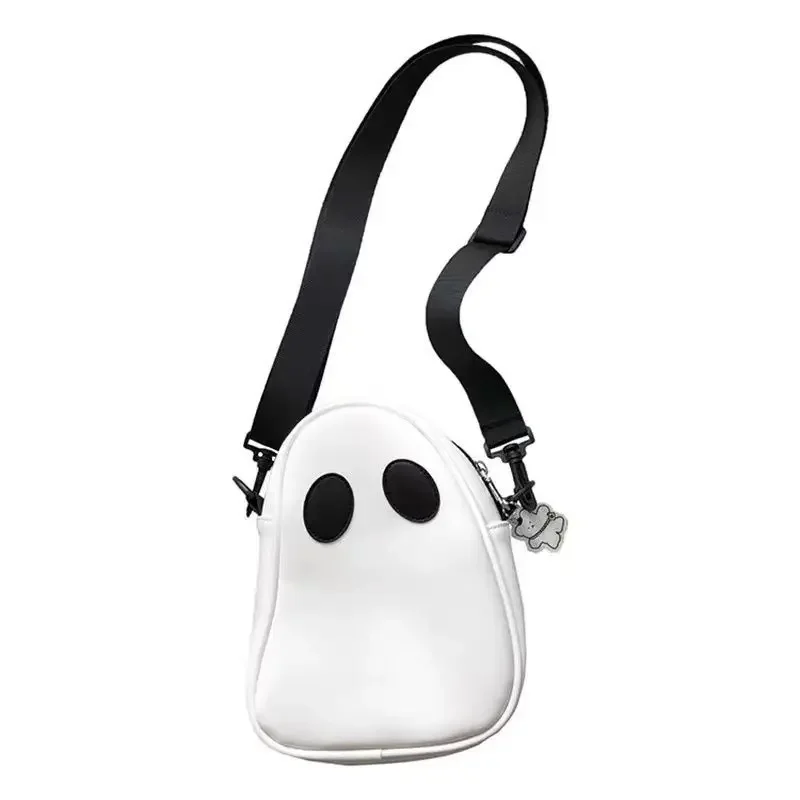 Bolso fantasma de estilo japonés para niñas, bolsos de hombro suaves con cremallera sólida, bolso cruzado informal de PU, Unisex