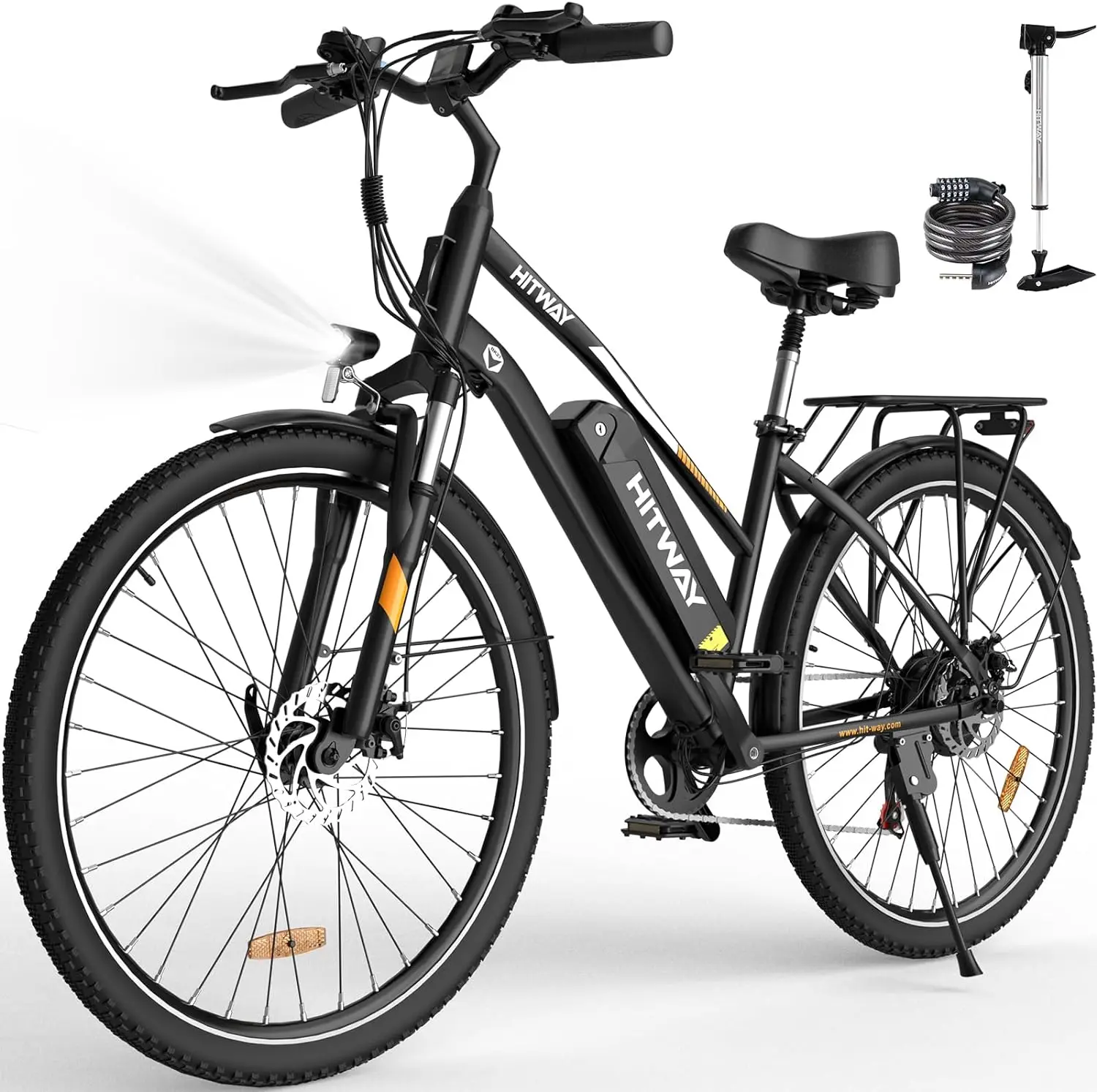 Hitway Elektrofahrrad, 28-Zoll E-Bike mit Tretunterstützung, City-E-Bike mit herausnehmbarem 36V 13Ah Akku, 250W Motor, 7-Gang-Schaltung