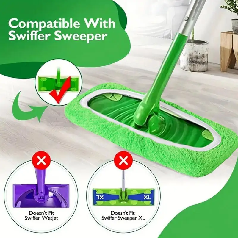 Reusable Microfiber Sweepers Pad For Wet & Dry Cleaning Mop Pads For Furniture & Hardwood Floor Cleaning