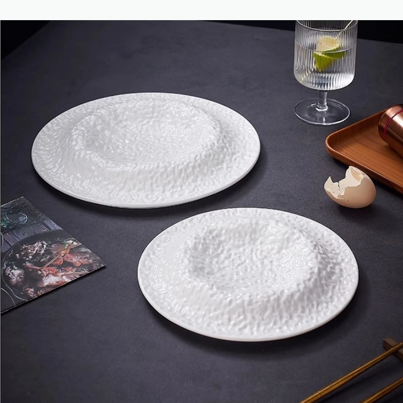White Soup Plate Reverse Edged Ceramic Dining Plate Sashimi Plates Pasta Dish Fruit Sushi Plates Dessert Dish