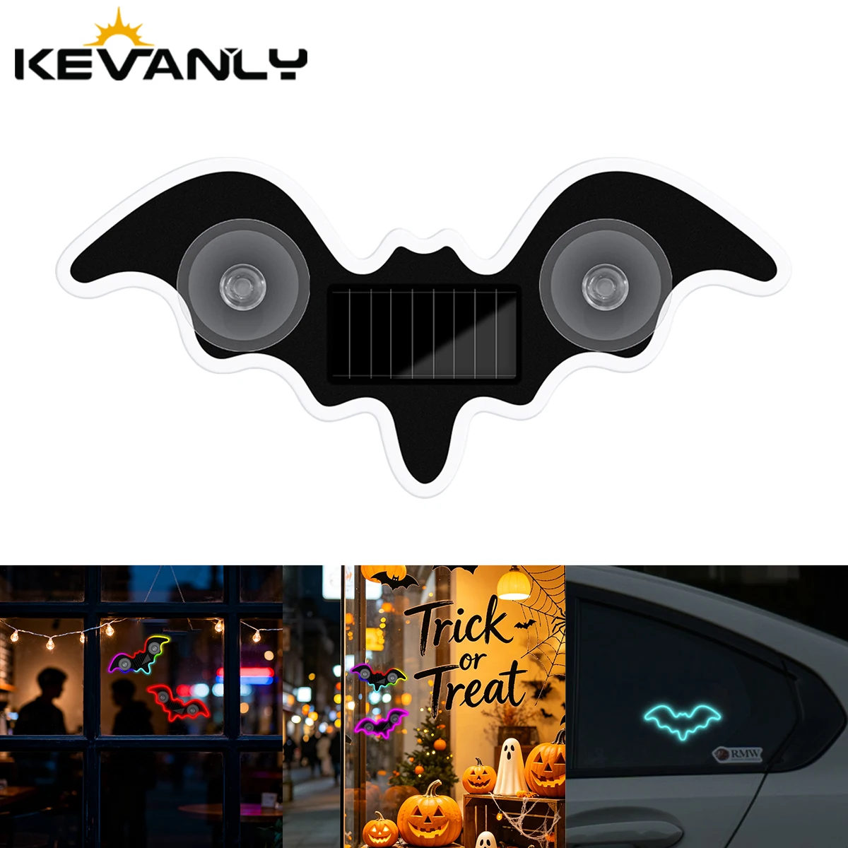 Universal Solar Power Car Neon Light Wireless Bat-shaped Led Ambient Light Suction Cup USB Rechargeable Atmosphere Breathing Lam