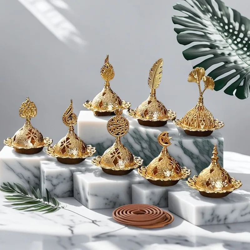 

Cone Incense Burner Arab Portable Metal Alloy Sandalwood Tower Incense Burner Dubai Middle Eastern Style Hollow Incense Burner