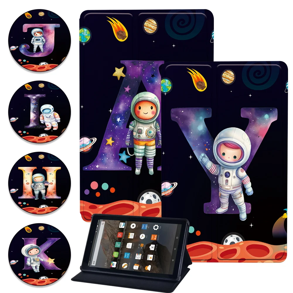 Funda anticaída para Tablet Fire 8 2020 Plus 2020/Fire 7 5th 9th, carcasa con soporte para Tablet Fire HD 10 2021 10,1 "Astronaut Ininitial