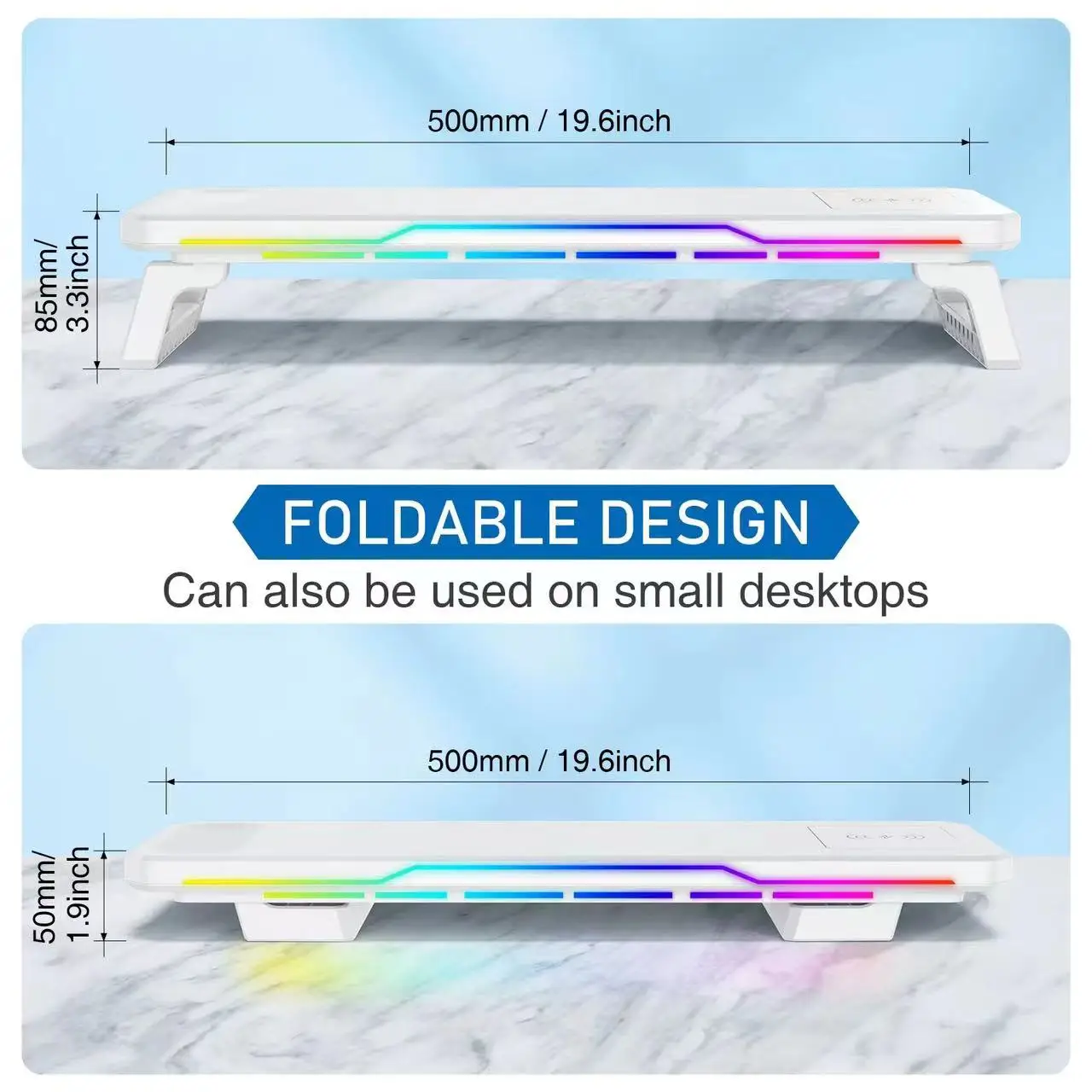 Imagem -04 - Suporte para Monitor do pc Riser Luz Rgb Hub Usb 2.0 Suporte Desktop Organizador do Mouse do Teclado Ferramenta de Montagem Incluída