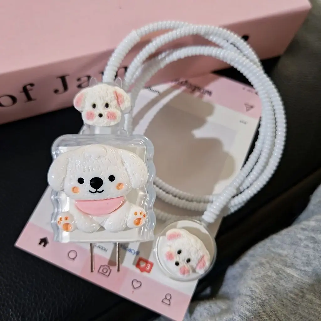 

Cute Dog Data Cable Protective Case Full Protection for IPhone 18-20W Power Adapter Chargers for iWtach S11 S10