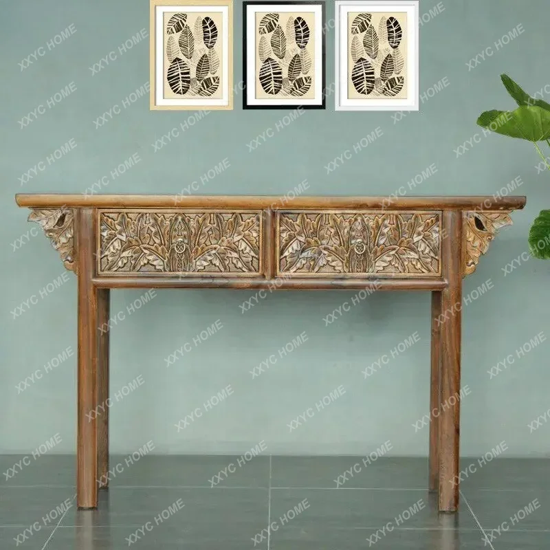 XXSolid wood entrance table carved table wall table entrance platform