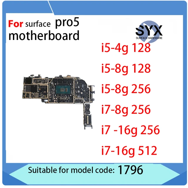 Original motherboard for Microsoft Surface Pro 5, laptop CPU, i3, 4G, i5, 4G,  i5, 8G, i7, 16G, logic board replacement, tested, - AliExpress