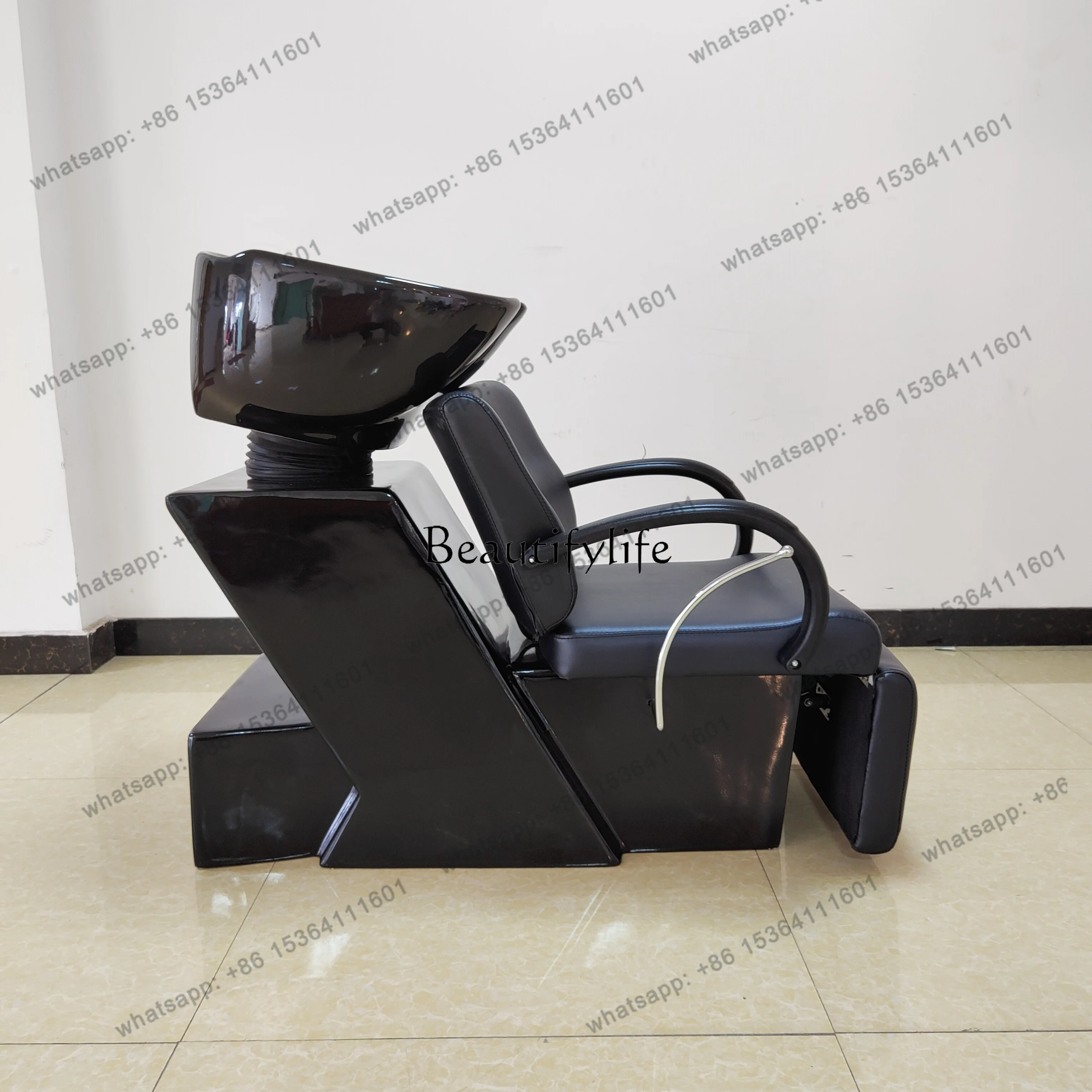 hot Barber shop shampoo ceramic basin semi-lying flush bed