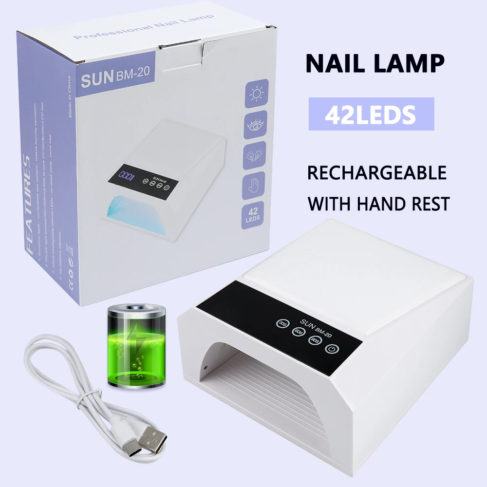 Professional UV Led Nail Lamps 42LED Rechargeable USB Nail Dryer For Home and Salon Use,Gel Polish Dryer,Manicure Pedicure Tool