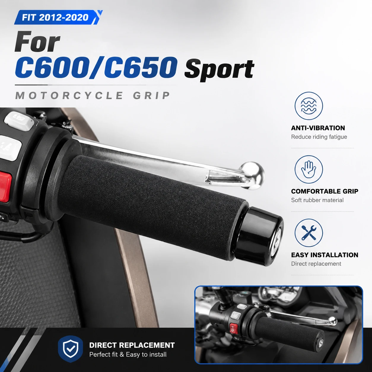 Motorcycle Sponge Handlebar Grips For BMW C650GT C650 Sport C600 2012-2020 Anti Vibration Soft Grip Motorbike Accessories