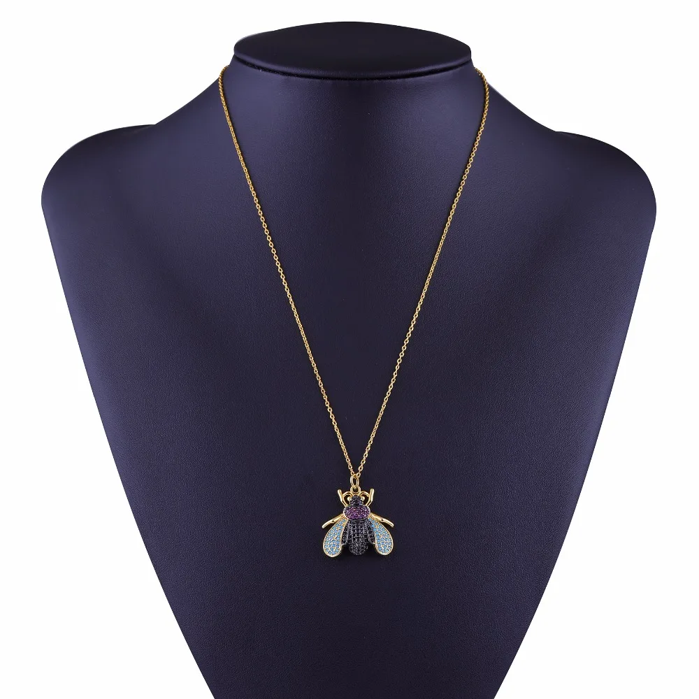 Juya Handmade Rainbow Cubic Zirconia Insect Fly Bee Butterfly Beetles Charms For DIY Hip-Hop Pendant Bracelet Necklace Making