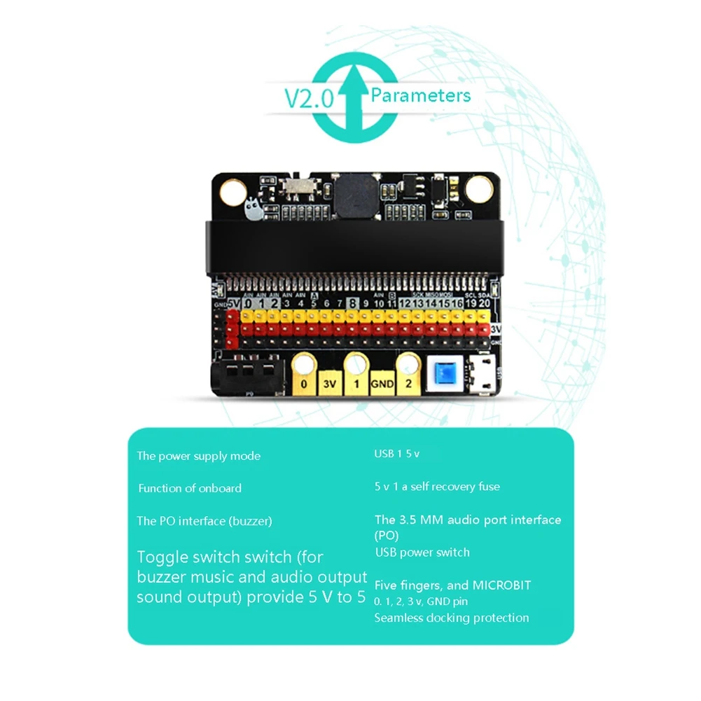 For Microbit Expansion Board IOBIT V2.0 Micro:Bit Horizontal Adapter Board Plate Primary and Secondary Schools