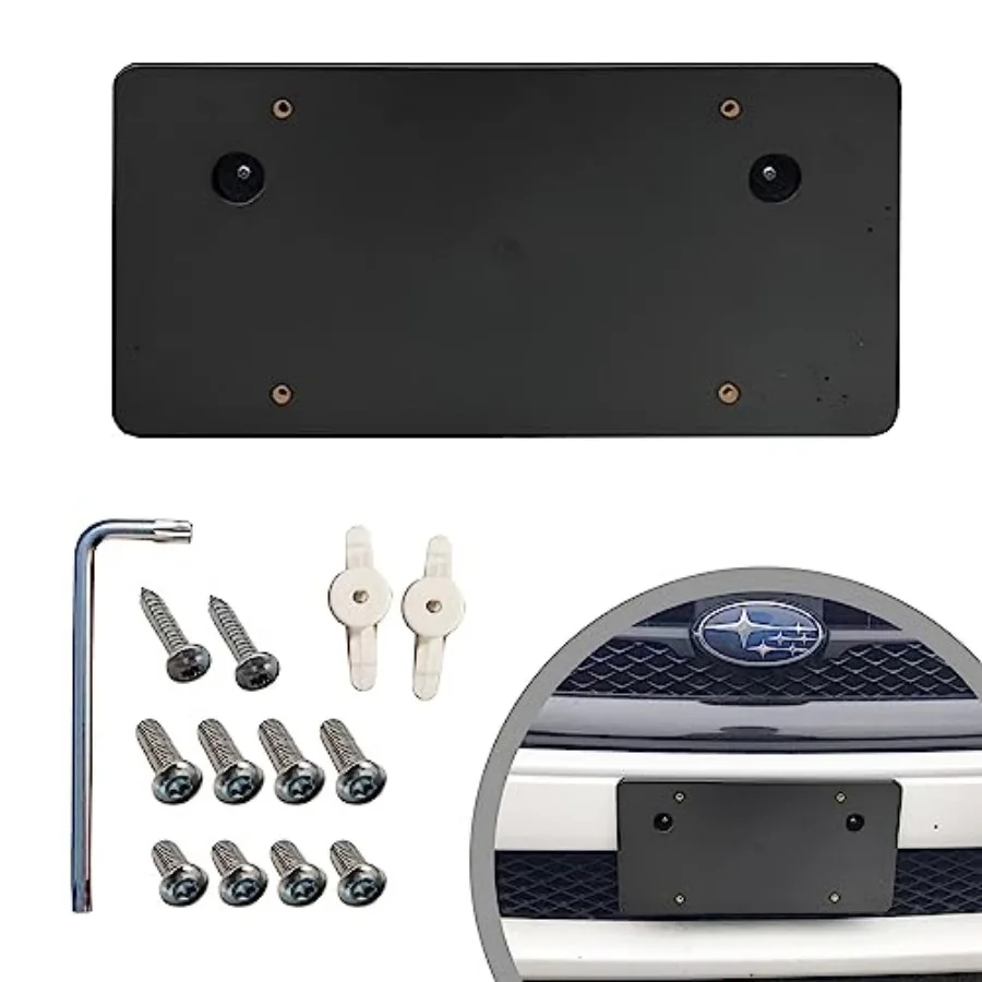 

License Plate Mounting Bracket Round Hole Adapter Kit for Subaru - Plate Holder Set w 2 Adapters, 8 Screw Bolts and Wrench Kit,