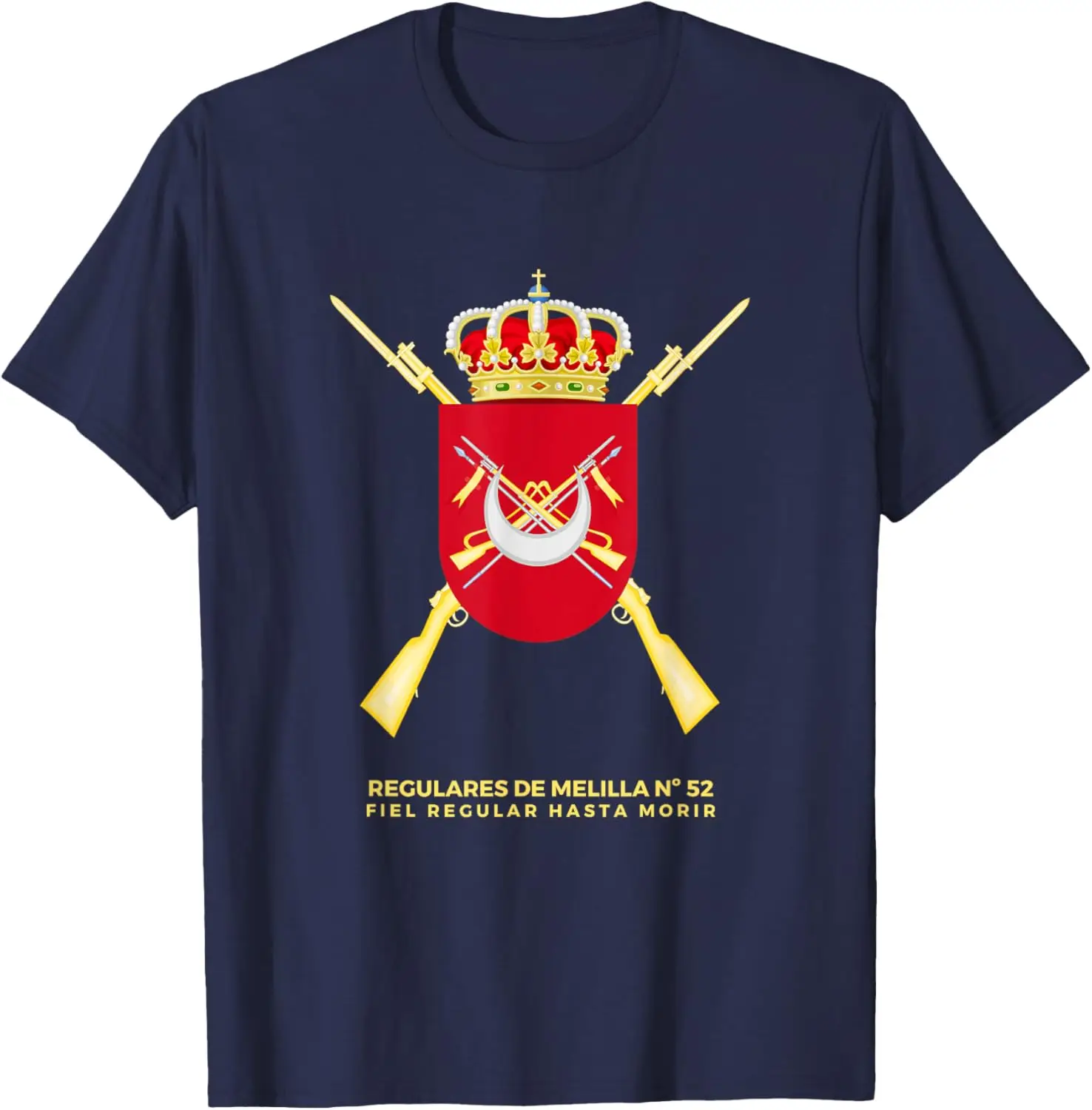 Emblema Regulares de Melilla 52 Ejercito Spananyol تي شيرت قصير الأكمام عادية 100% قطن قميص